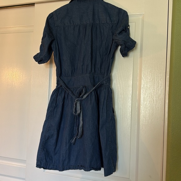 Prototype chambray denim dress tie back Pearl snap western girlie size medium - Picture 5 of 5